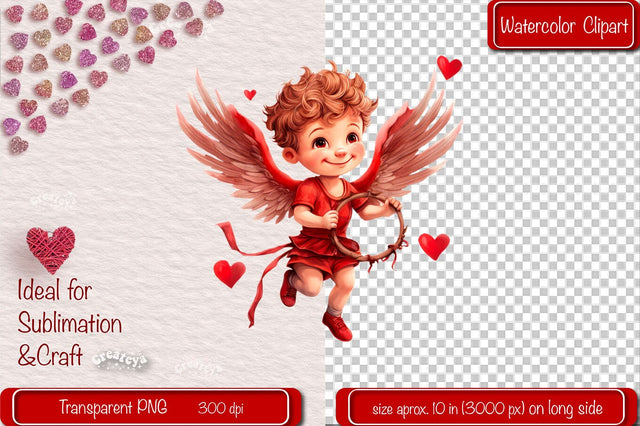 Baby Cupid BOYS cupid Clipart Angels Clipart Illustration Watercolor Valentine clipart PNG Sublimation Createya Design 