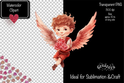 Baby Cupid BOYS cupid Clipart Angels Clipart Illustration Watercolor Valentine clipart PNG Sublimation Createya Design 