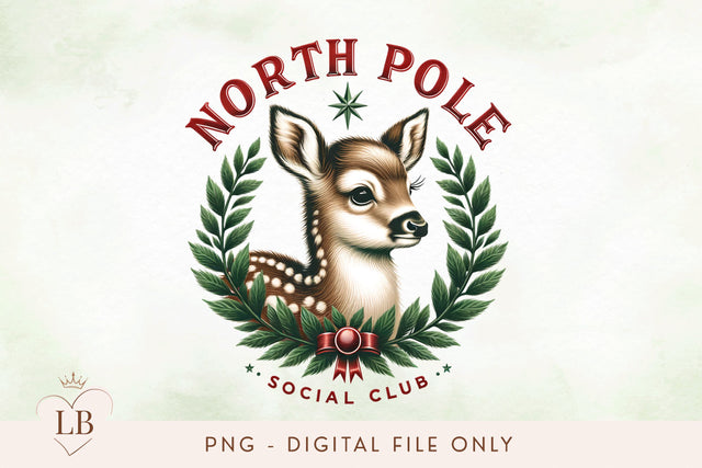 Baby Deer Christmas Coquette Social Club Transparent PNG Sublimation BijouBay 
