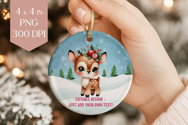 Baby Deer Christmas Ornament PNG Sublimation BijouBay 