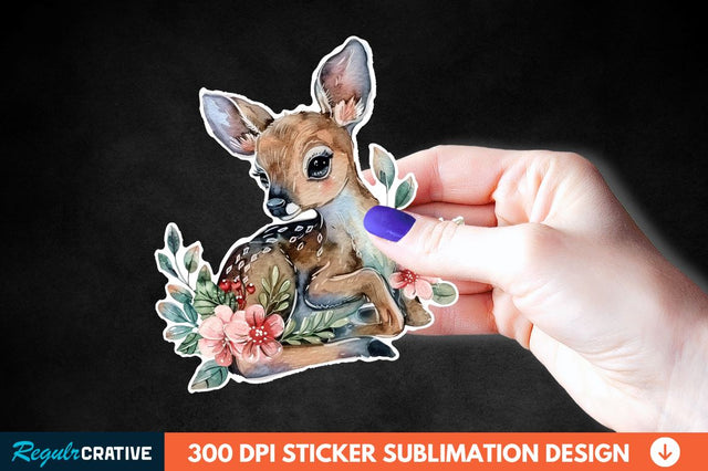 Baby Deer Christmas Sticker Clipart Sublimation Regulrcrative 