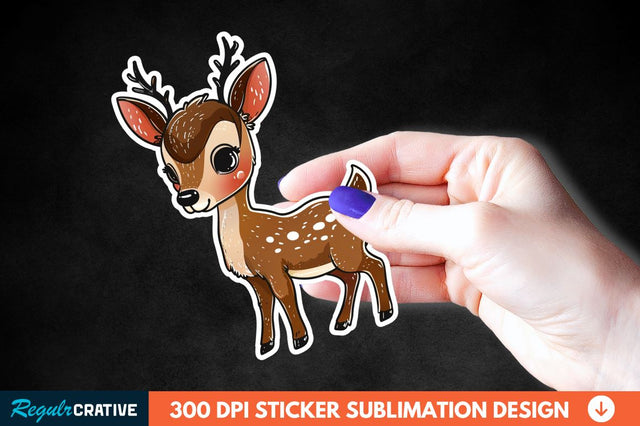 Baby Deer Christmas Sticker Clipart Sublimation Regulrcrative 