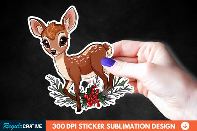 Baby Deer Christmas Sticker Clipart Sublimation Regulrcrative 