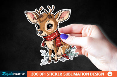Baby Deer Christmas Sticker Clipart Sublimation Regulrcrative 