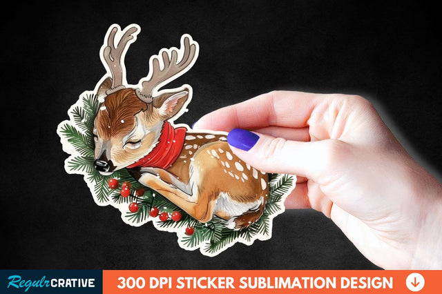 Baby Deer Christmas Sticker Clipart Sublimation Regulrcrative 