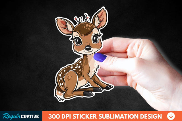 Baby Deer Christmas Sticker Clipart Sublimation Regulrcrative 