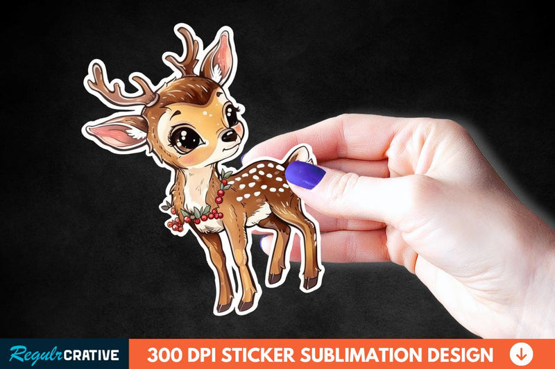 Baby Deer Christmas Sticker Clipart Sublimation Regulrcrative 