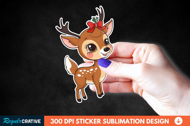 Baby Deer Christmas Sticker Clipart Sublimation Regulrcrative 