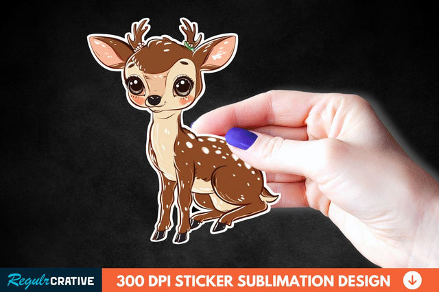 Baby Deer Christmas Sticker Clipart Sublimation Regulrcrative 