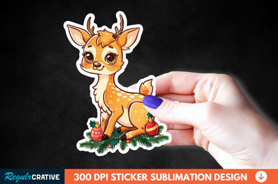 Baby Deer Christmas Sticker Clipart Sublimation Regulrcrative 