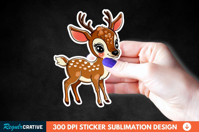 Baby Deer Christmas Sticker Clipart Sublimation Regulrcrative 