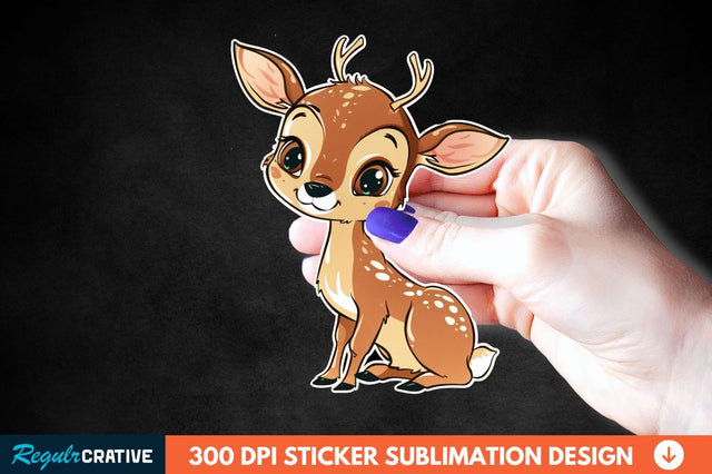Baby Deer Christmas Sticker Clipart Sublimation Regulrcrative 