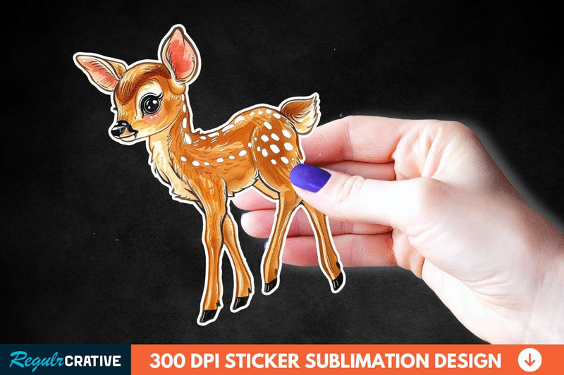 Baby Deer Christmas Sticker Clipart Sublimation Regulrcrative 