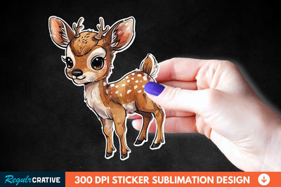 Baby Deer Christmas Sticker Clipart Sublimation Regulrcrative 