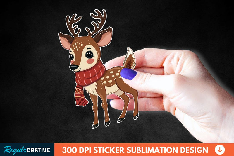 Baby Deer Christmas Sticker Clipart Sublimation Regulrcrative 