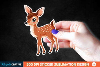 Baby Deer Christmas Sticker Clipart Sublimation Regulrcrative 