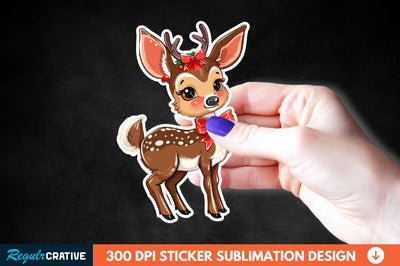 Baby Deer Christmas Sticker Clipart Sublimation Regulrcrative 