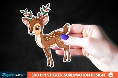 Baby Deer Christmas Sticker Clipart Sublimation Regulrcrative 