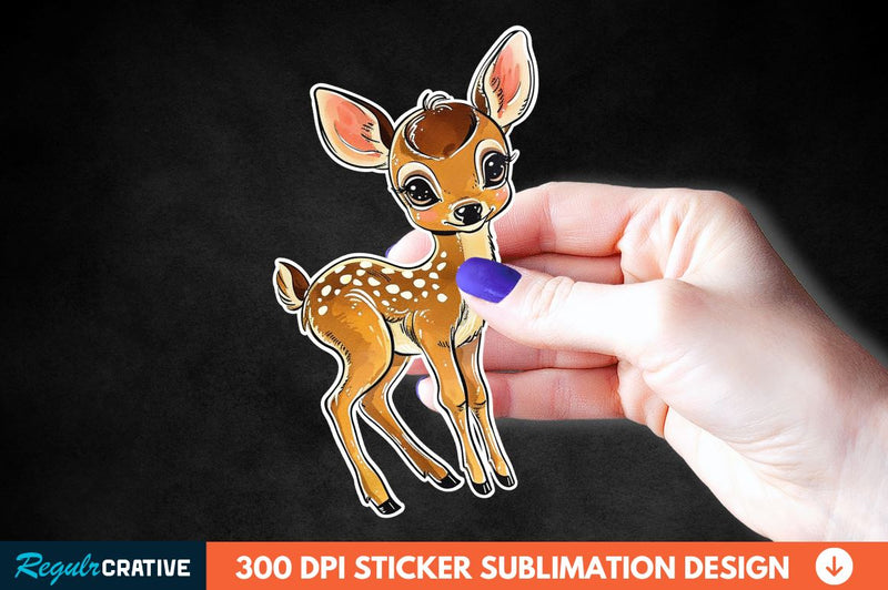 Baby Deer Christmas Sticker Clipart Sublimation Regulrcrative 
