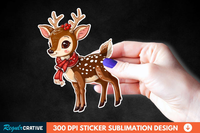 Baby Deer Christmas Sticker Clipart Sublimation Regulrcrative 