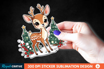 Baby Deer Christmas Sticker Clipart Sublimation Regulrcrative 