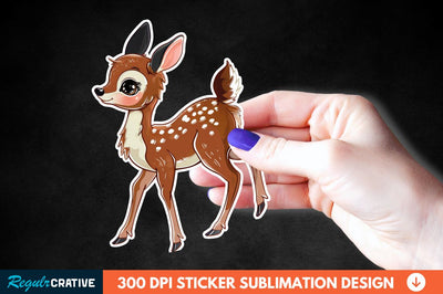Baby Deer Christmas Sticker Clipart Sublimation Regulrcrative 