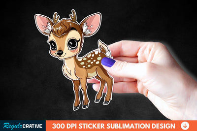 Baby Deer Christmas Sticker Clipart Sublimation Regulrcrative 