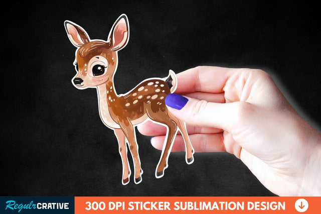 Baby Deer Christmas Sticker Clipart Sublimation Regulrcrative 