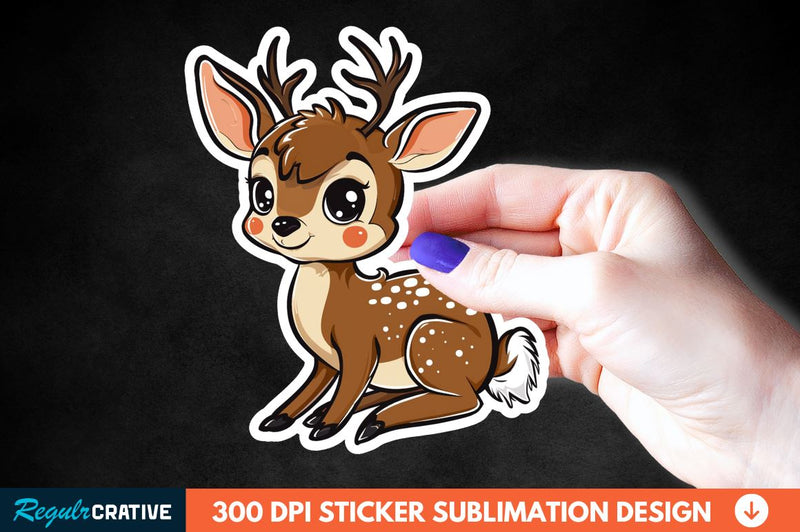 Baby Deer Christmas Sticker Clipart Sublimation Regulrcrative 