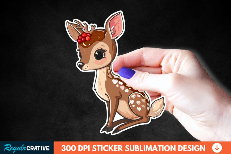 Baby Deer Christmas Sticker Clipart Sublimation Regulrcrative 