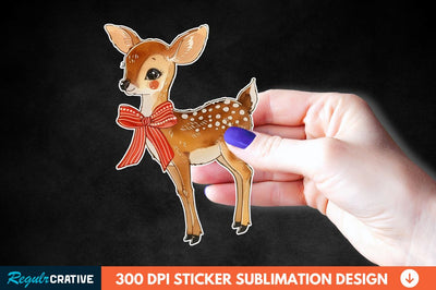 Baby Deer Christmas Sticker Clipart Sublimation Regulrcrative 