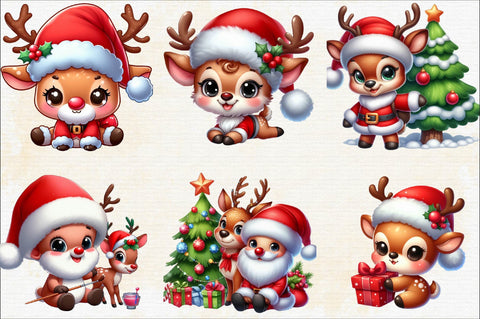 Baby Deer Christmas Sublimation Clipart Bundle Sublimation SVGArt 
