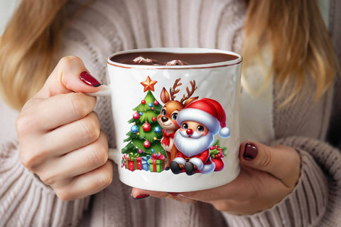 Baby Deer Christmas Sublimation Clipart Bundle Sublimation SVGArt 