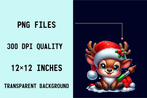 Baby Deer Christmas Sublimation Clipart Bundle Sublimation SVGArt 