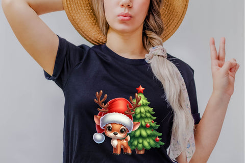 Baby Deer Christmas Sublimation Clipart Bundle Sublimation SVGArt 