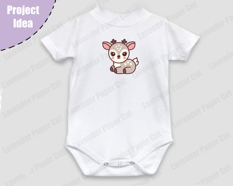 Baby Deer SVG PNG File, Cute Fawn Clipart Cut File for Cricut and Silhouette, Woodland Animal Theme, Kids Crafts, DIY Baby Shower Decoration SVG Lavender Paper Cut 