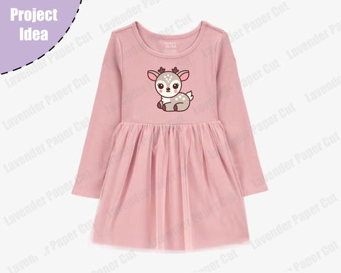 Baby Deer SVG PNG File, Cute Fawn Clipart Cut File for Cricut and Silhouette, Woodland Animal Theme, Kids Crafts, DIY Baby Shower Decoration SVG Lavender Paper Cut 