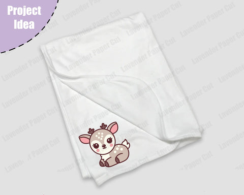 Baby Deer SVG PNG File, Cute Fawn Clipart Cut File for Cricut and Silhouette, Woodland Animal Theme, Kids Crafts, DIY Baby Shower Decoration SVG Lavender Paper Cut 