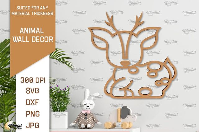 Baby Deer Wall Decor Laser Cut. Baby Animals Wall Art SVG SVG Evgenyia Guschina 
