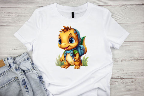 Baby Dinosaur with Backpack Sublimation Bundle SVG Designangry 