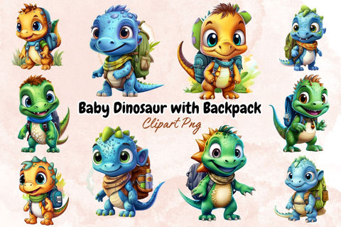 Baby Dinosaur with Backpack Sublimation Bundle SVG Designangry 