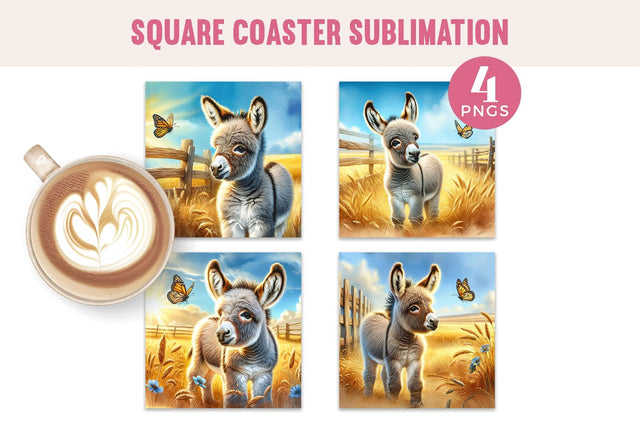 Baby Donkey Coaster Sublimation PNG Bundle Sublimation BijouBay 
