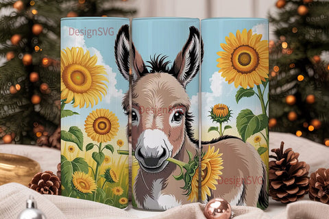 Baby Donkey & Sunflowers 20oz Tumbler Sublimation DesignSVG 