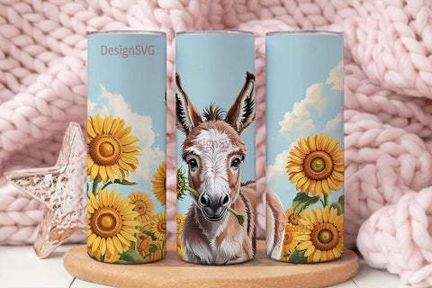 Baby Donkey & Sunflowers 20oz Tumbler Sublimation DesignSVG 