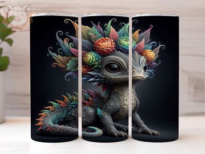 Baby Dragon Neon 20oz Tumbler Png, Straight & Tapered Tumbler Png, Dragon Tumbler Png, Digital Download PNG Sublimation Lara' s Designs 