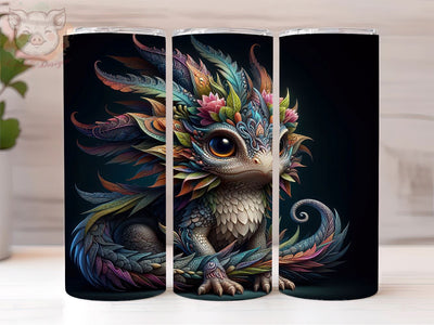 Baby Dragon Neon 20oz Tumbler Png, Straight & Tapered Tumbler Png, Dragon Tumbler Png, Digital Download PNG Sublimation Lara' s Designs 