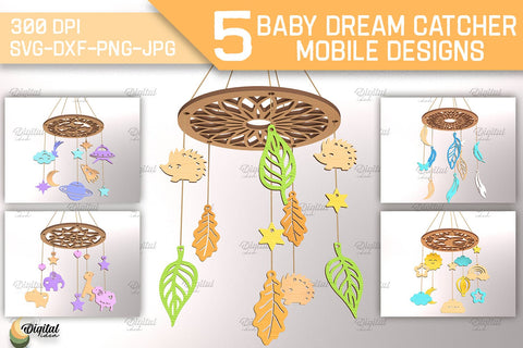 Baby Dream Catcher Mobile Laser Cut Bundle SVG Evgenyia Guschina 