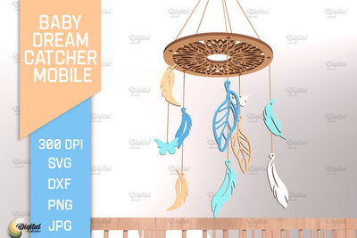 Baby Dream Catcher Mobile Laser Cut. Mandala SVG SVG Evgenyia Guschina 