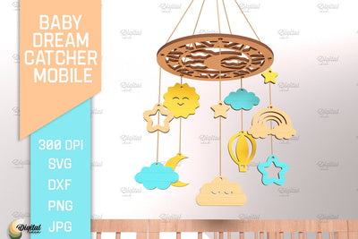 Baby Dream Catcher Mobile Laser Cut. Moon SVG SVG Evgenyia Guschina 