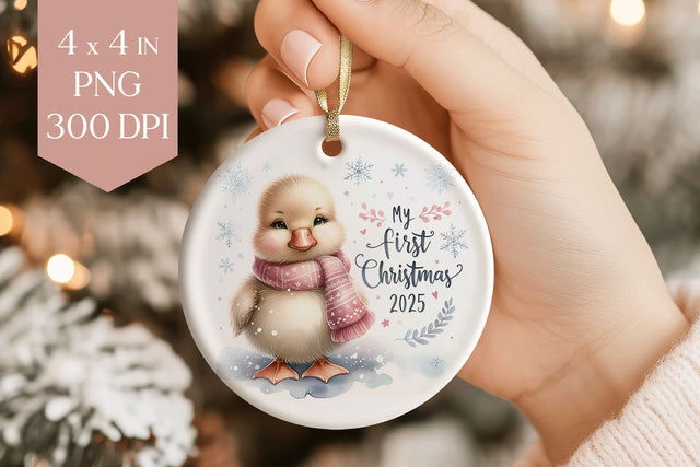 Baby Duck My First Christmas 2025 Ornament PNG Sublimation BijouBay 